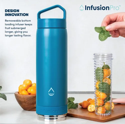 Miniatura 3 de Infusion Pro Botella de agua con infusor de frutas, acero inoxidable aislado al vacío (20 onzas), libro electrónico de recetas de infusión de Lagoon
