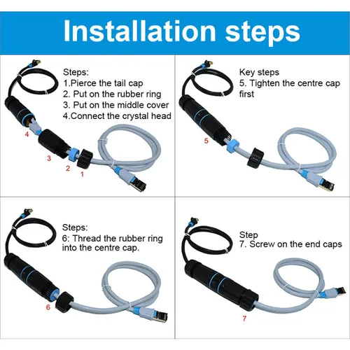 Miniatura 4 de 10 PCS Acopladores RJ45 Impermeables IP68, Acoplador Ethernet de Cobre Puro Blindado, Conector de Cable LAN Impermeable IP68 para Exteriores