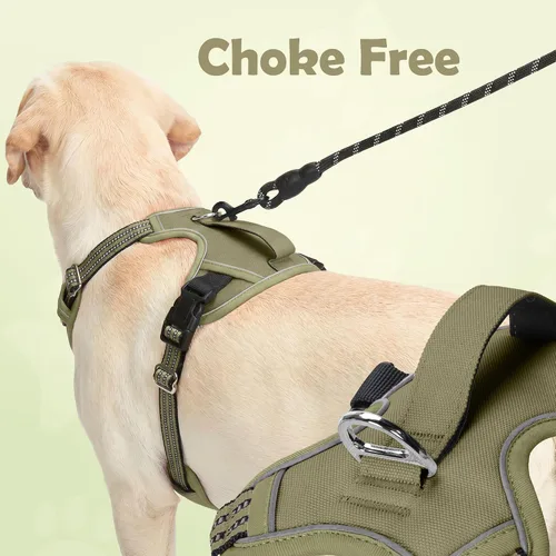 Miniatura 3 de Funfox Arnés para perro sin tirones, arnés de chaleco ajustable para mascotas, material súper suave con mango vertical, fácil control, paseo