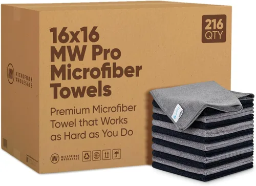 Miniatura 15 de Microfiber Wholesale Toallas de microfibra Pro Multi Surface de 16" x 16" a granel Caja: 216 Cantidad (negro)