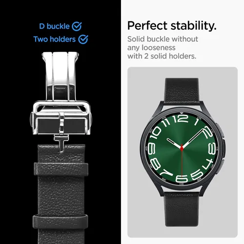 Miniatura 5 de Spigen - Correa de piel auténtica compatible con MoonSwatch, Galaxy Watch de 0.787 in Folding Buckle Clasp, Quick Release Fits Omega x Swatch