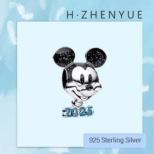 Miniatura 56 de Dijes de plata de ley 925 de dibujos animados de pato, ratón, oso, elefante, dragón chino, cuentas colgantes para pulseras y collares, joyería