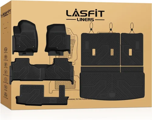 Miniatura 9 de LASFIT Juego completo de tapetes de elastómero termoplástico para todo tipo de clima de ajuste personalizado para automóviles, de 1ª y 2ª fila, 3