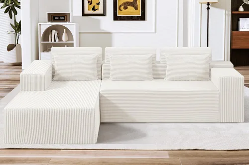 Miniatura 41 de HABUTWAY Sofá modular modular de 101 pulgadas con asiento profundo, moderno sofá convertible en forma de L, sofá tapizado con diván para sala