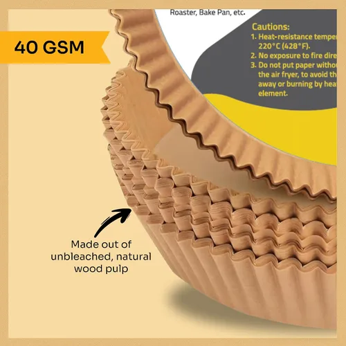 Miniatura 8 de Mindful Design Forros de Papel para Freidora de Aire, 125 Piezas, Papel Pergamino, Forro Desechable para Freidora de Aire para Microondas, Redondo