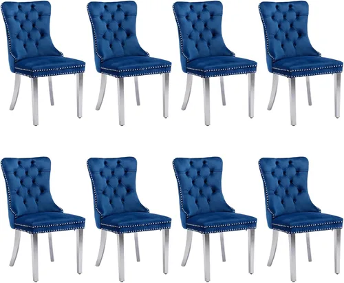 Miniatura 166 de SoarFlash Juego de 2 sillas de comedor de tela de lino, sillas de comedor tapizadas con ribete de cabeza de clavo y patas de madera de color claro