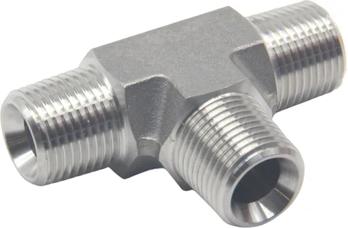 Miniatura 3 de HFS (R) 304 acero inoxidable forjado tubería calle Tee - macho MNPT 3-Way Tee inoxidable (3/8" macho NPT)