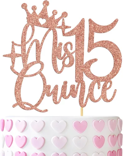 Decoración para pastel de membrillo Mis 15, feliz 15 anos/Cheers to 15 años de edad, decoración de pastel para niña, suministros de decoración de