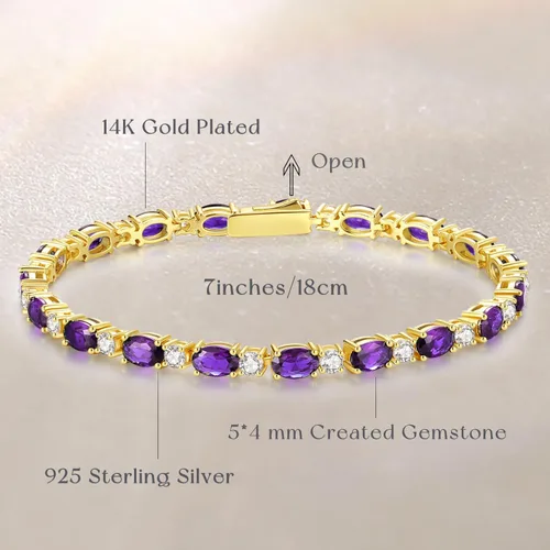 Miniatura 3 de FANCIME Pulseras de plata de ley chapada en oro de 14 quilates, pulseras de tenis de plata de ley de 0.157 pulgadas, pulseras de oro, pulseras
