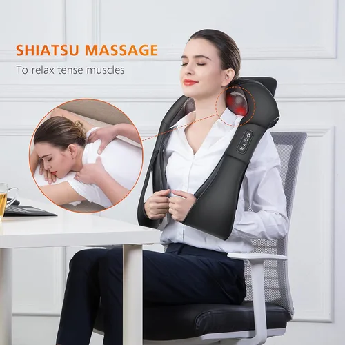 Miniatura 3 de Snailax Masajeador de cuello y hombros Shiatsu y almohadilla térmica Snailax para aliviar el dolor de espalda