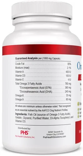 Miniatura 10 de Omega Caps ES Extra Strength para perros grandes y gigantes Omega-3 y Omega-6 Suplemento antioxidante de ácidos grasos formulado por veterinarios