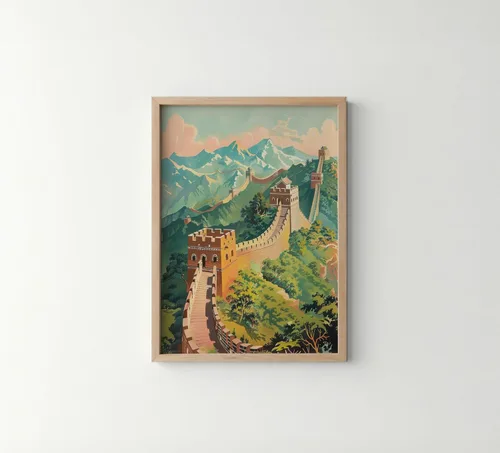 Miniatura 47 de Póster de paisaje, arte de pared retro vintage, galería de pintura de la naturaleza 22 (montañas Ades, 11 x 14 pulgadas, marco negro)
