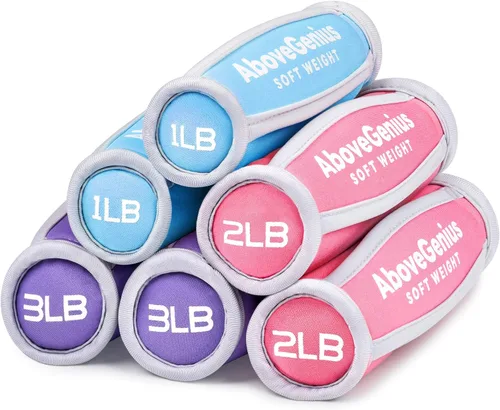 AboveGenius - Pesas de mano para mujeres y hombres, juego de mancuernas suaves de 6 (1 libra, 2 libras, 3 libras cada paquete) para juegos de pesas