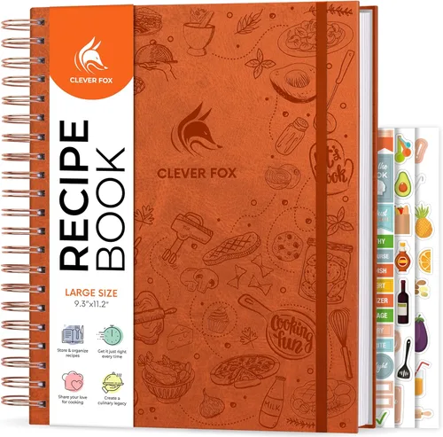 Miniatura 15 de Clever Fox Libro de recetas en espiral, haz tu propio libro de cocina familiar, organizador de cuadernos de recetas en blanco, diario de cocina Negro