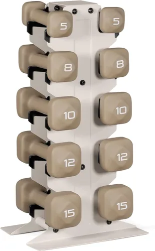 Miniatura 47 de Tone Fitness Juego de mancuernas de neopreno con estante de almacenamiento – Pesos de mano antideslizantes y antideslizamiento para entrenamientos