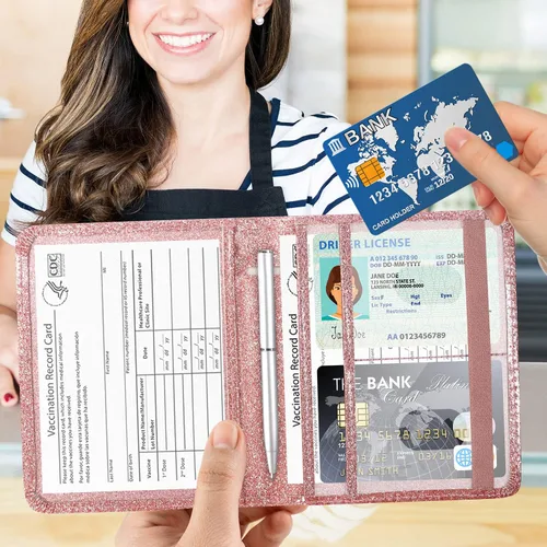 Miniatura 2 de ACdream - Portatarjetas de vacunación, de cuero sintético, 4 x 3, protector de registro de vacunación CDC, billetera, resistente al agua, funda