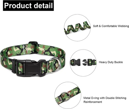 Miniatura 123 de Mercano Collar ajustable para perro, patrones de diseño especial, nailon suave, cómodo y resistente, collar para mascotas para perros pequeños