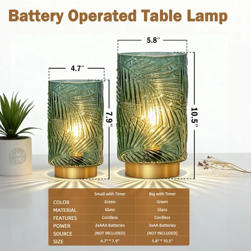 Miniatura 3 de Lámpara de mesa con pilas, lámparas inalámbricas para decoración del hogar, luz nocturna a pilas con bombilla LED con temporizador, luces