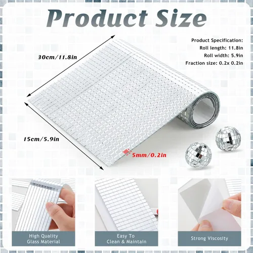 Miniatura 3 de 10800 piezas de azulejos de mosaico de espejo, azulejos de disco autoadhesivos de 5 x 5 mm, azulejos de disco de espejo cuadrado, pegatinas de bola