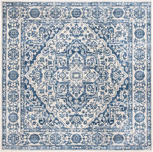 Miniatura 34 de SAFAVIEH - Alfombra de la colección Brentwood - 6' x 9', azul marino y gris claro, diseño envejecido con medallón, no desprende pelusa y fácil azul