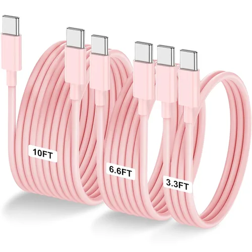 Miniatura 32 de Paquete de 2 cables USB C a USB C de 10 pies y 60 W, cable tipo C a tipo C, cable de carga rápida para iPhone Air 17 16e 16 15 Pro Plus Pro Max