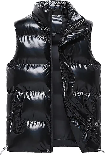 Miniatura 2 de Chaleco acolchado de algodón ligero para hombre, cálido, casual, cuello alto, con cremallera, con bolsillos