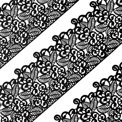 Funshowcase Juego de 10 piezas de 10 piezas grandes prefabricadas listas para usar comestible para tartas de encaje, color negro