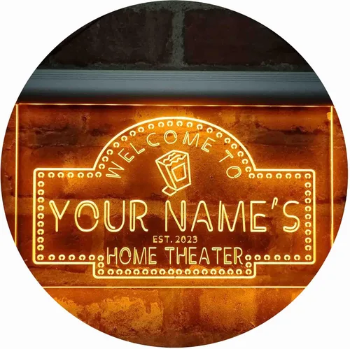 Miniatura 15 de ADVPRO Letrero de neón LED de doble color con tema de cine en casa, diseño personalizado de este año, azul y rojo, 16 x 12 pulgadas