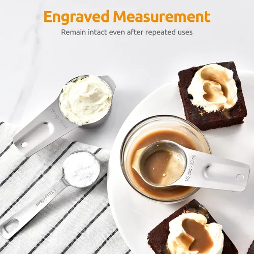 Miniatura 4 de U-Taste Juego de 15 tazas y cucharas medidoras: 7 tazas medidoras y 7 cucharas medidoras con 2 anillos en D y 1 tabla de conversión profesional