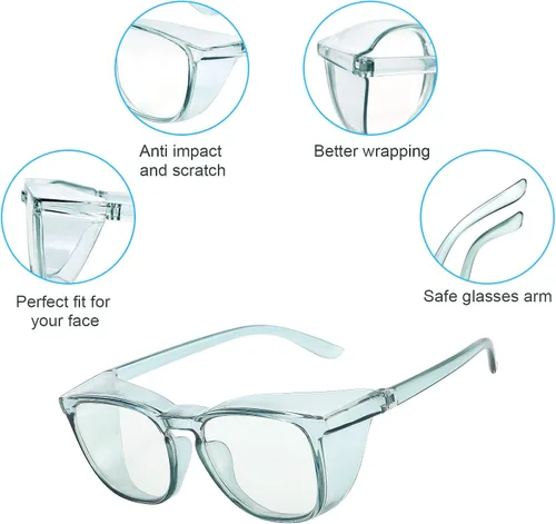 Miniatura 4 de Elegantes gafas de seguridad para mujeres y niñas, gafas anti-vaho, gafas protectoras, gafas transparentes Paquete de 3: azul+tortuga+negro