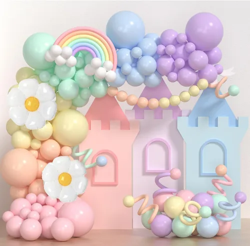 Miniatura 7 de Yumiche Arco de globos de Pascua, arco de globos de primavera, arco Ki con globos pastel, globos de papel de aluminio de conejo y zanahoria