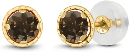 Miniatura 63 de Gem Stone King Aretes redondos de oro amarillo de 14 quilates con piedra natal Redondos de 0.157 in Aretes de oro para mujeres y hombres
