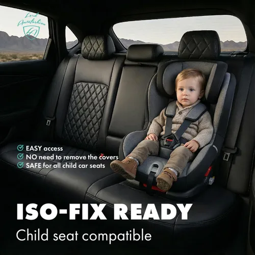 Miniatura 5 de Lord AutoFashion - Fundas de asiento para Toyota Tacoma 2016-2023 Turin Diamond de ajuste personalizado, impermeables, de cuero ecológico, diseño