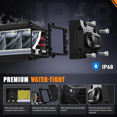 Miniatura 6 de Nilight Barra de luz LED con DRL ámbar 2 PCS 15 W 5.3 pulgadas fila única 1680 LM anti-reflejo punto todoterreno luces de conducción delgadas IP68