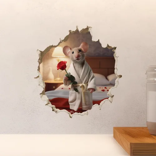 Miniatura 5 de Calcomanía de pared 3D con agujero de ratón para regalo del día de San Valentín