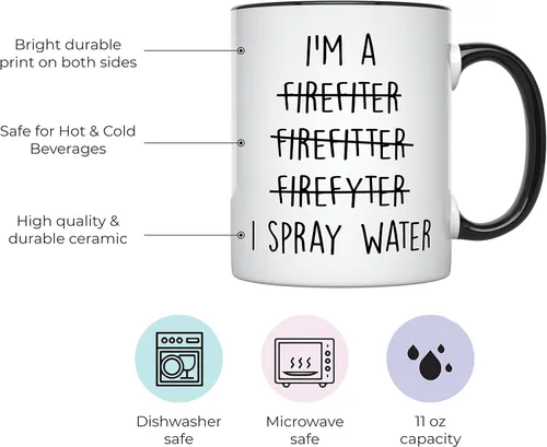 Miniatura 2 de YouNique Designs Taza de bombero, 11 onzas, regalos de bombero para hombres y mujeres, divertida taza de bombero, regalo de broma de graduación