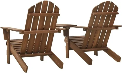 Miniatura 5 de Sillas de césped, muebles de porche, juego de muebles de patio, sillas Adirondack con mesa de té, madera maciza, abeto marrón para cocina al aire