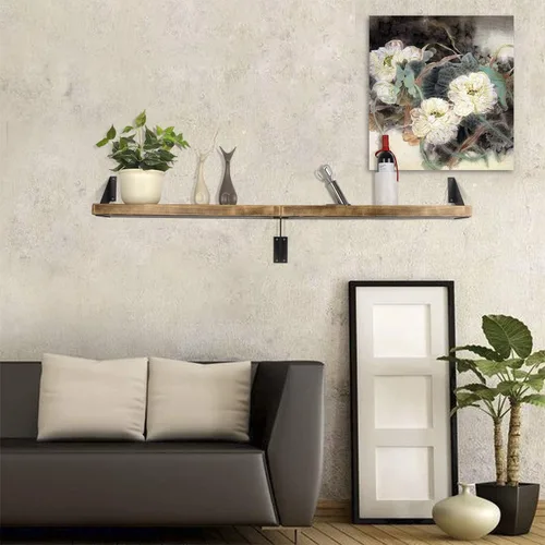 Miniatura 6 de FOYO Soportes de estante de hierro de 8 pulgadas, ángulo plano, curvado, negro, flotante, estantes industriales, soportes de soporte, juego de 2