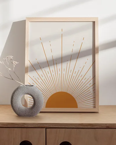 Miniatura 5 de HAUS AND HUES Arte de pared enmarcado (12 x 16 pulgadas, beige), impresión artística de pared del suroeste, arte geométrico, estilo contemporáneo