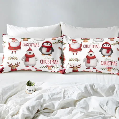 Miniatura 7 de Erosebridal Juego de ropa de cama de Navidad para niños, tamaño individual, funda de edredón de animales lindos para niños y niñas, decoración