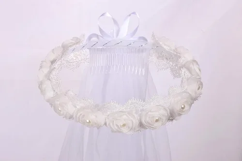 Miniatura 3 de Velo de la primera comunión blanco con lazo, para niñas