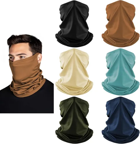 Miniatura 7 de HONGTEYA Paquete de 6 Mascarillas Faciales con Polaina para el Cuello: Cubierta Facial Transpirable Resistente al Viento Pasamontañas con Trabillas