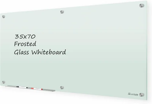 Miniatura 22 de J&J worldwide Pizarra blanca de vidrio magnético negro de 35 x 23 pulgadas, sin marco, de vidrio templado, borrado en seco, para montaje en pared