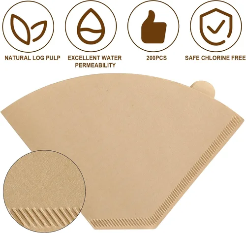 Miniatura 3 de 200 filtros de café de cono #4 para cafetera Ninja Dual Brew, filtros desechables de 8 a 12 tazas, filtros de papel de café marrón natural sin
