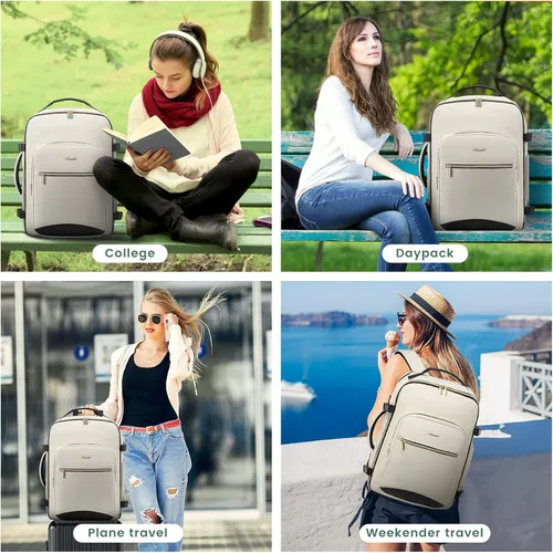 Miniatura 8 de LOVEVOOK Mochila de viaje grande de 40L para mujeres y hombres, mochila de mano de 17 pulgadas para viajar en avión, bolsa de viaje para artículos