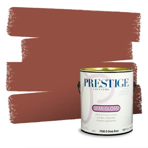Miniatura 145 de Prestige Paints Pintura exterior e imprimación en uno, 1 galón, plano, coincidencia comparable de Valspar* Amber Rose*