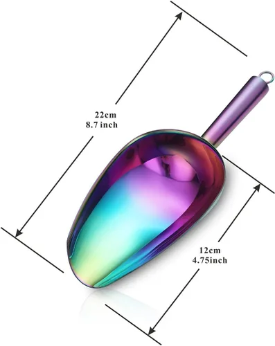Miniatura 2 de Berglander Cuchara de hielo arcoíris de acero inoxidable de 6 onzas, titanio colorido chapado en metal para máquina de hielo, multiusos para dulces