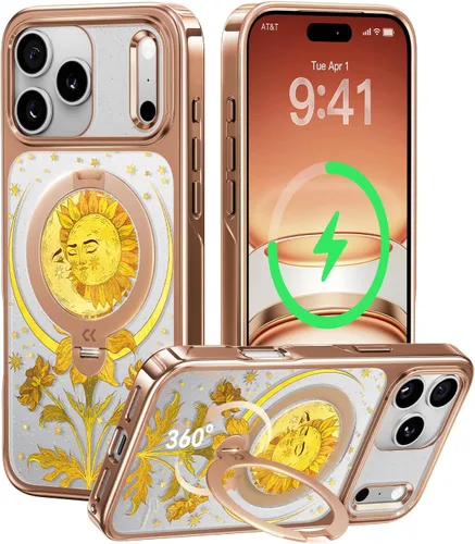 Miniatura 11 de CASEKOO Funda plateada brillante para iPhone 17 Pro con soporte magnético giratorio de 360 grados [compatible con MagSafe]