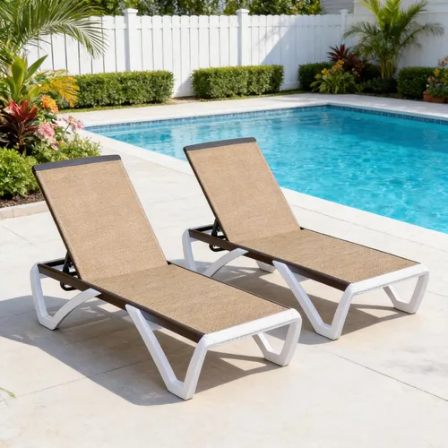 Miniatura 13 de Domi - Tumbona para exteriores, sillón ajustable de aluminio para patio, silla de piscina de plástico para terraza, césped, patio trasero
