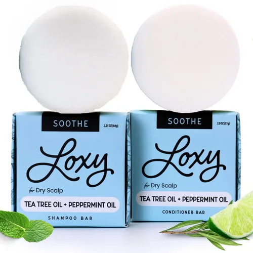 Naturel - Juego de champú y acondicionador calmante con aceite de menta, aceite de lima y aceite de árbol de té, barra de champú y acondicionador